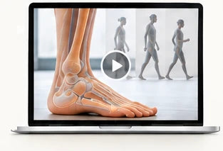 Foot Mechanics & Gait Cycle course shown on a laptop