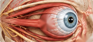 Illustration of the eye and the muscles that move it
