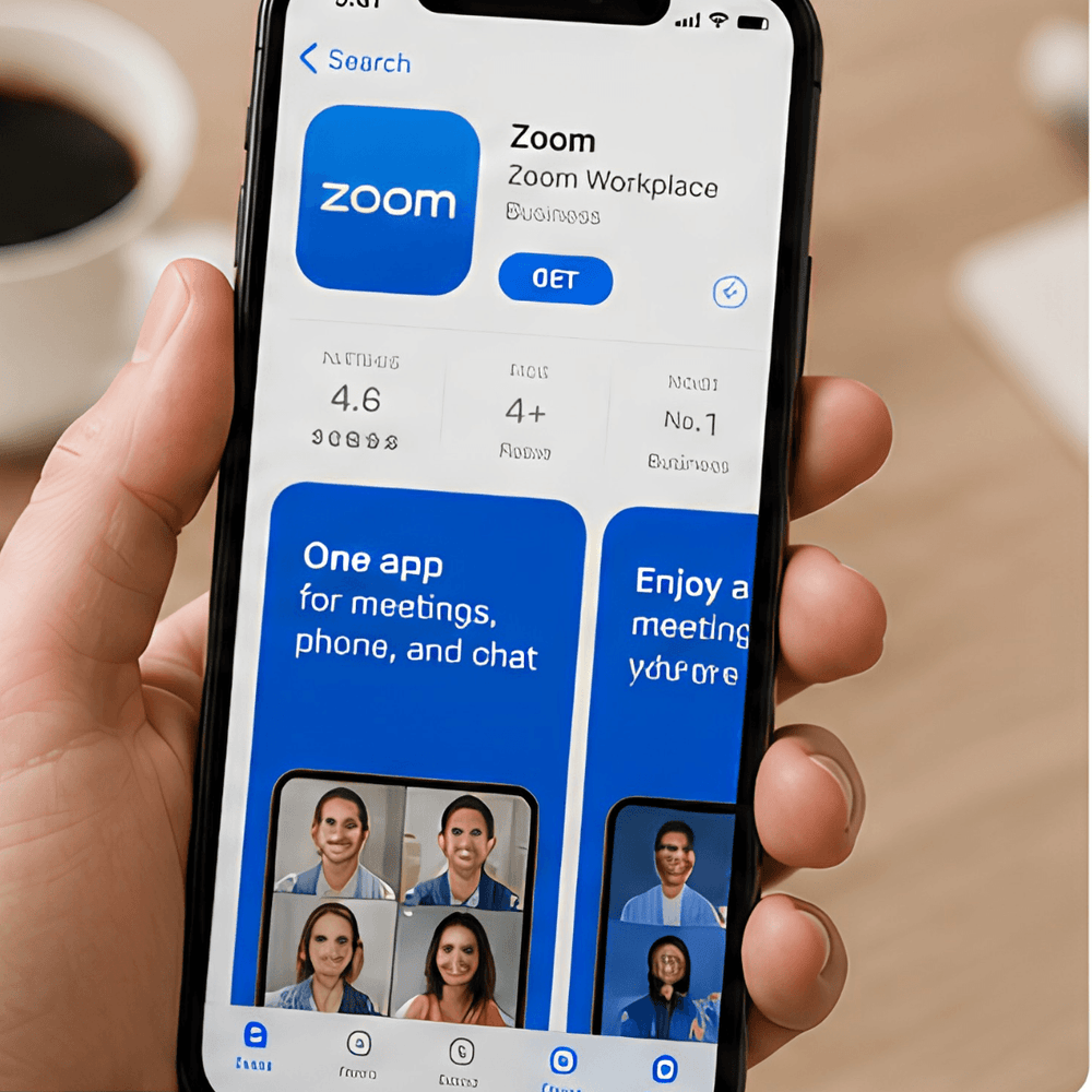 Downloading the free Zoom app on a phone