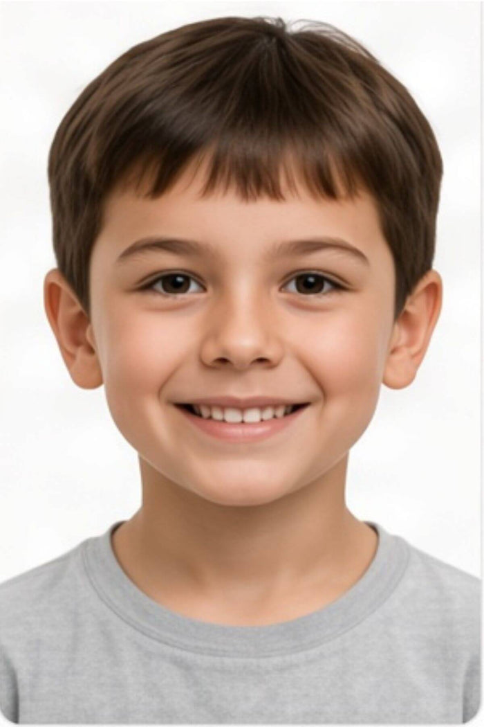 Child smiling, photographed from the front