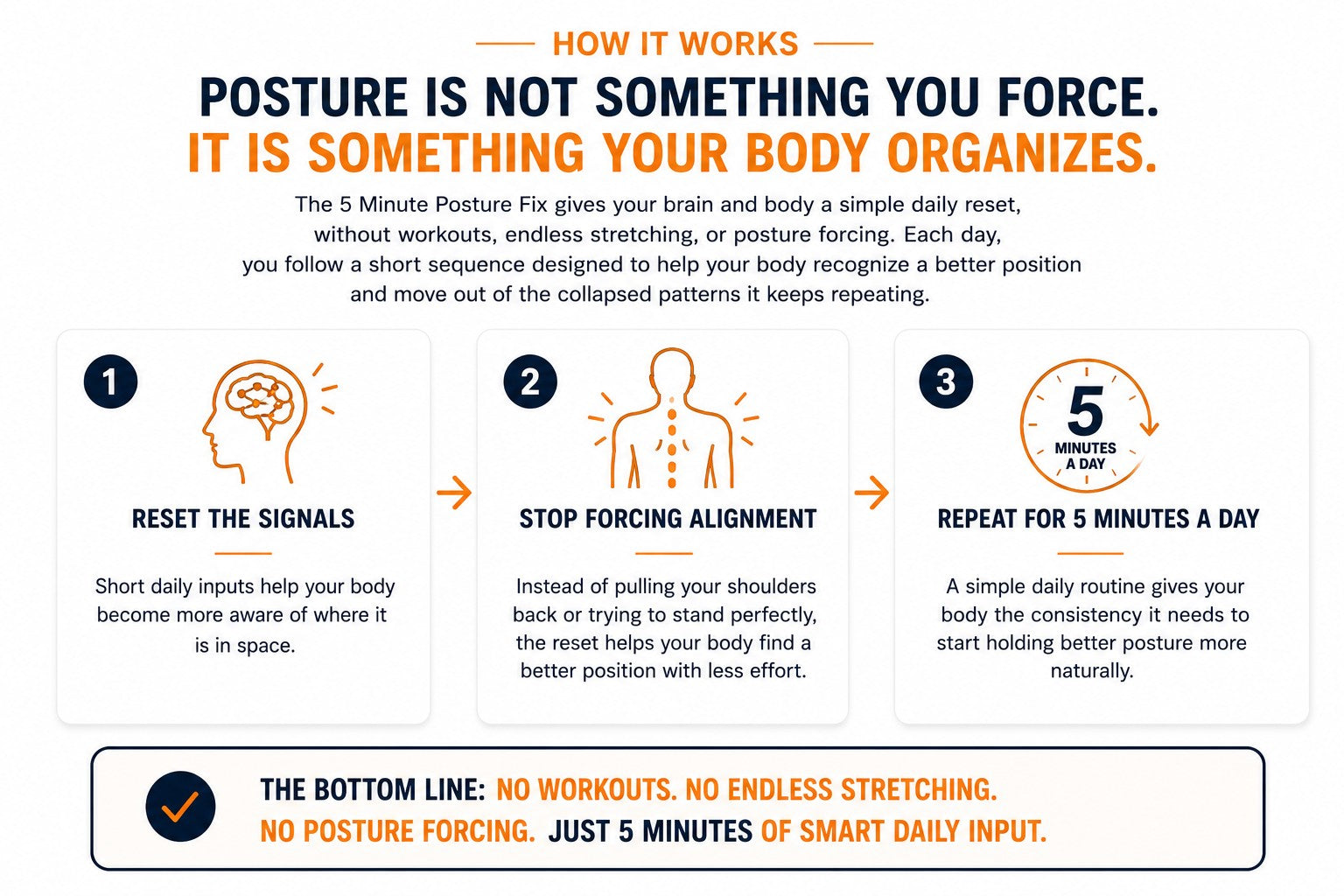 How the 5 Minute Posture Fix works in three steps